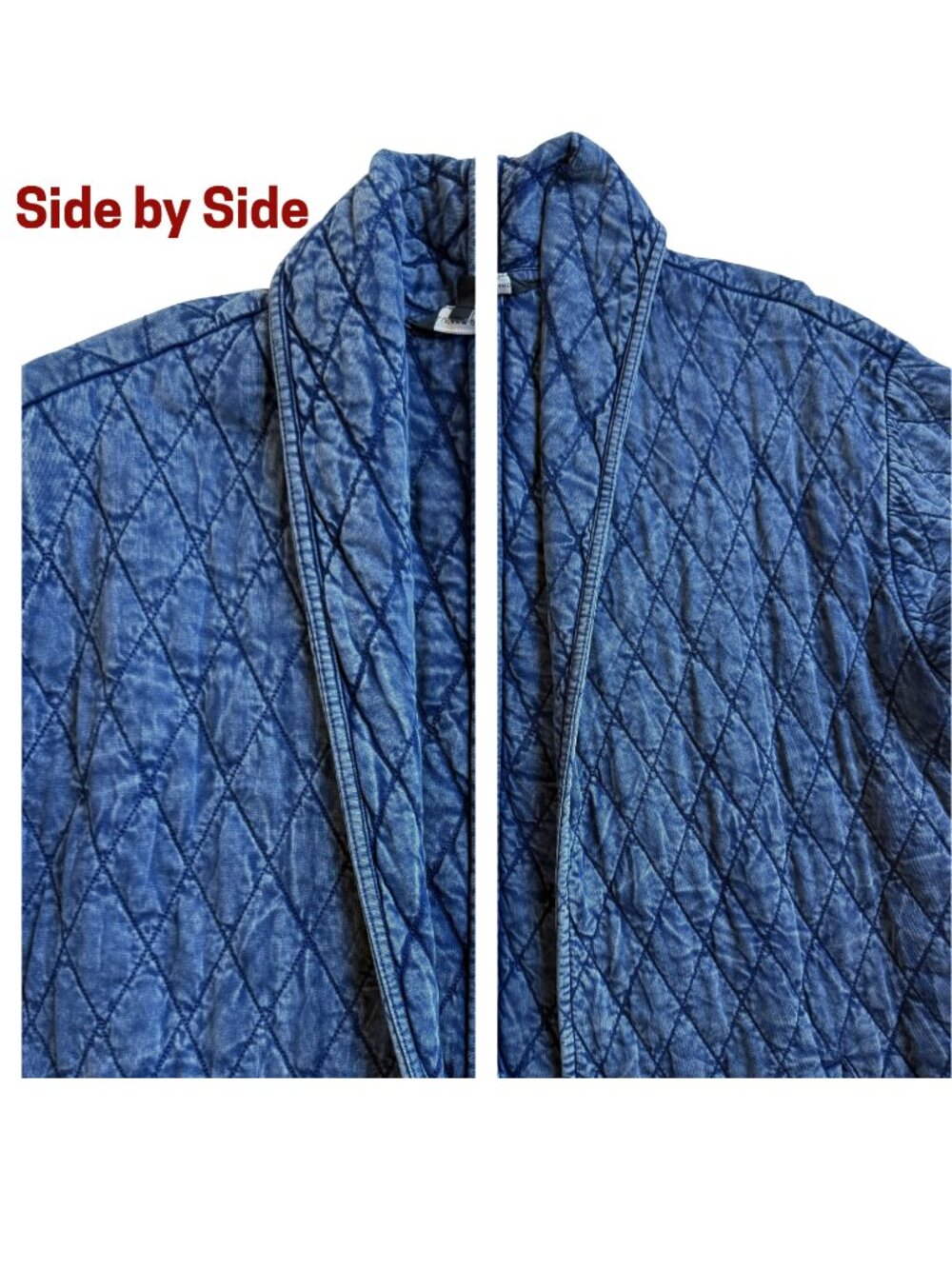 Lucky Brand XL Quilted Denim Jacket Open Front Shawl Collar Coat - Picture 6 of 17